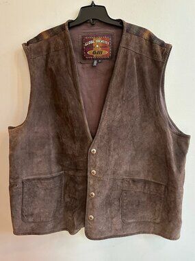 Vintage Men's 4XL G-III Global Identity Suede Plaid Vest Biker Western 80s-90s
